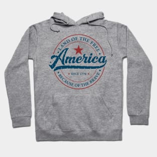 America Land Of The Free Because Of The Brave Retro Hoodie